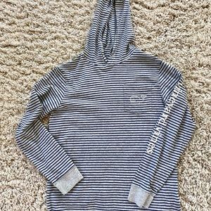 Vineyard Vines boys lightweight hoodie. Sz L(16). Navy/Gray stripe.